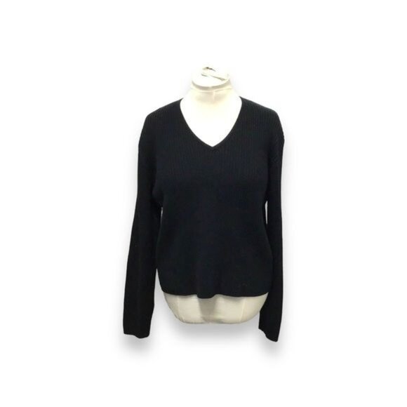 Taylor Marcs Women’s Classic V Neck Ribbed Sweater, Black, size XXL - Picture 1 of 8